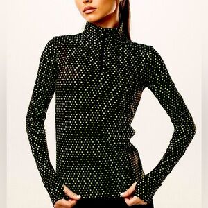 NIKE PRO Dri-Fit Neon Polka Dot Half-Zip Shirt Heat Tech Top S NWT Running